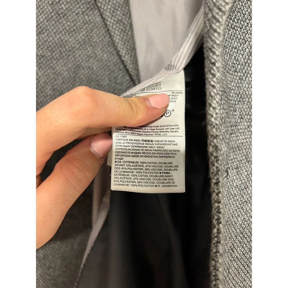 Banana Republic Mens 42S Modern Slim Fit Gray Jacquard Italian Cotton Blazer 42S